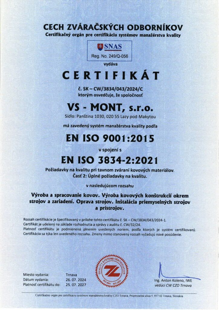 Certifikát svářečů